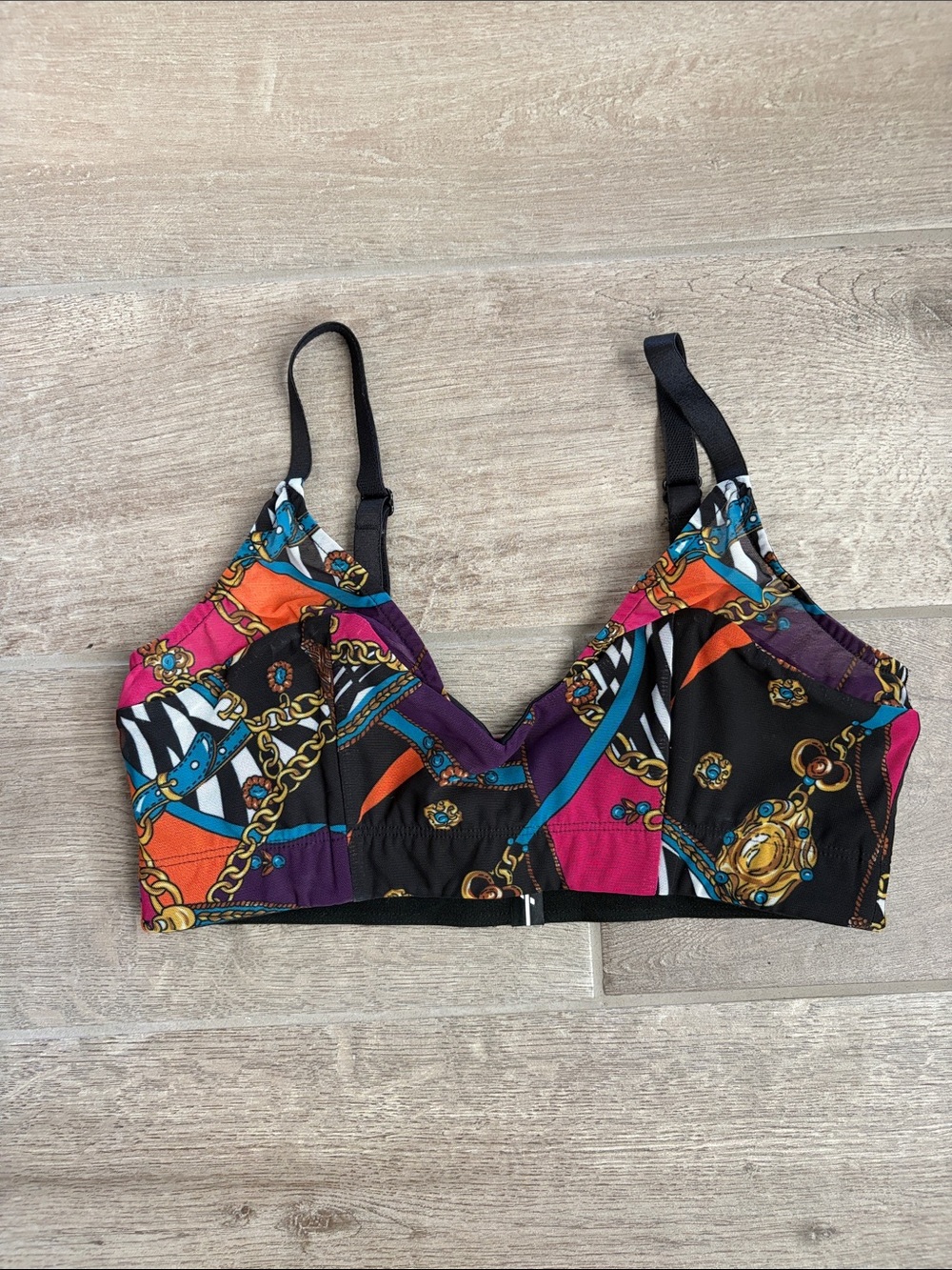 Adam Selman Sport multi color Chain Print Bralette